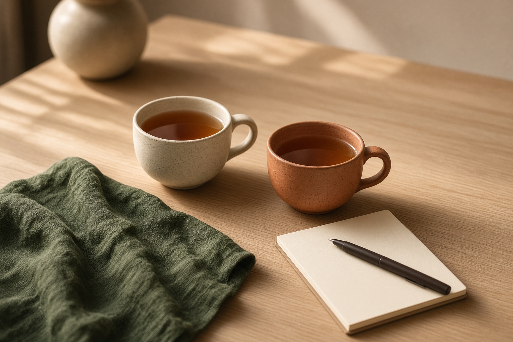 Two cups of tea on a table